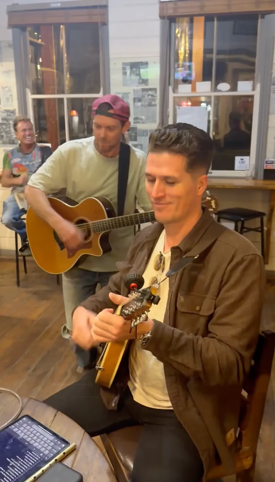 Keiran and Lachy playing mandolin together