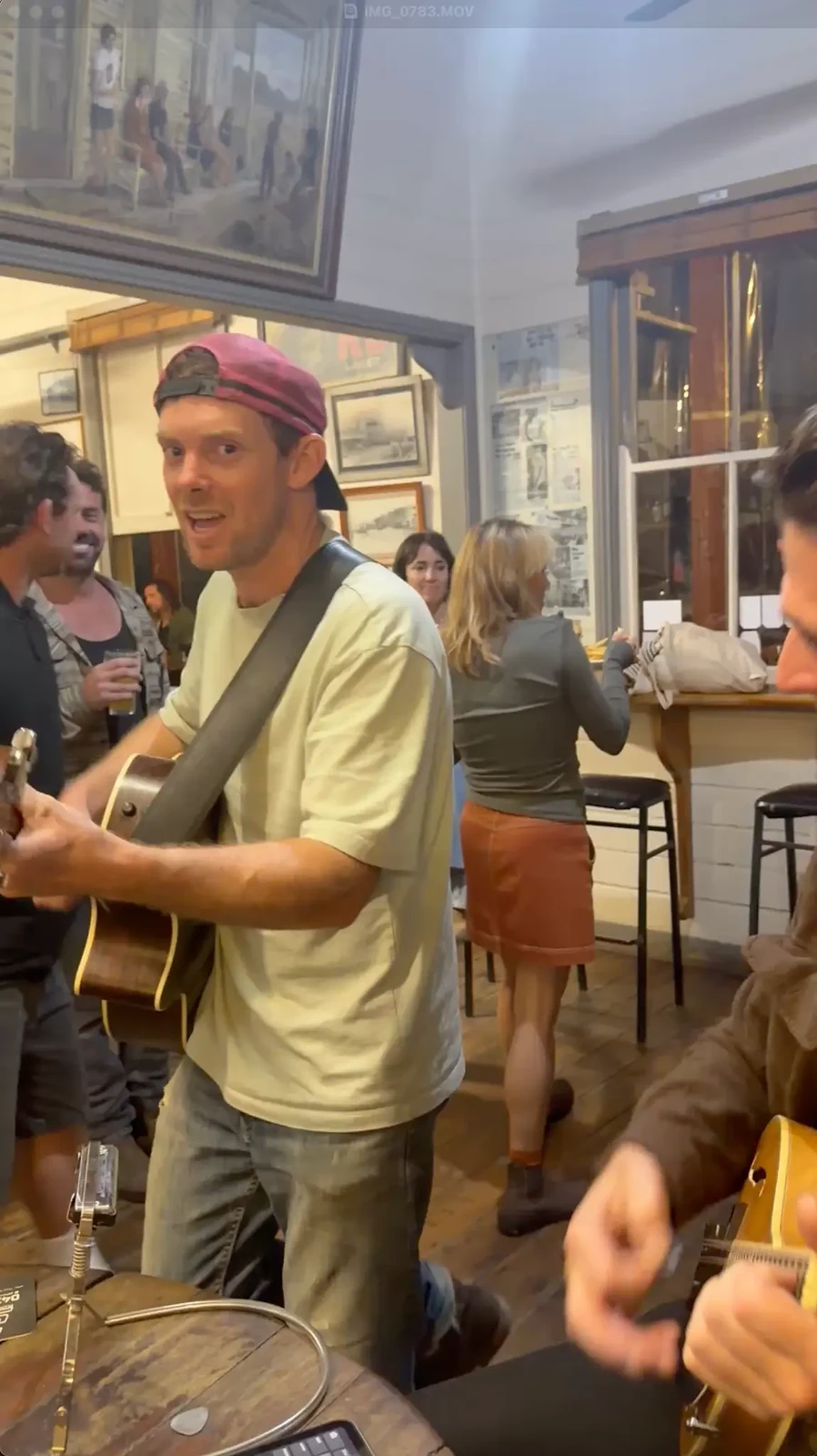 Keiren playing guitar at the Middle Pub session